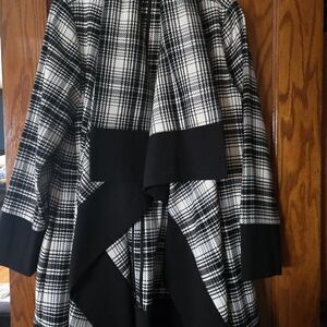 Michael Kors Black and White Plaid Cape